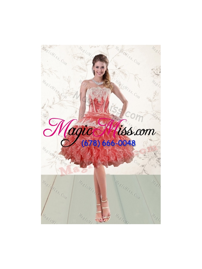 wholesale 2015 fashionable strapless  quinceanera dresses in watermelon
