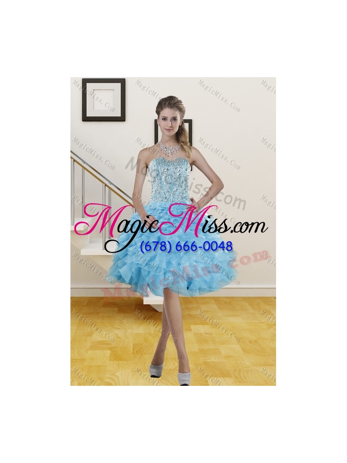 wholesale brand new baby blue quince dresses with beading and ruffles