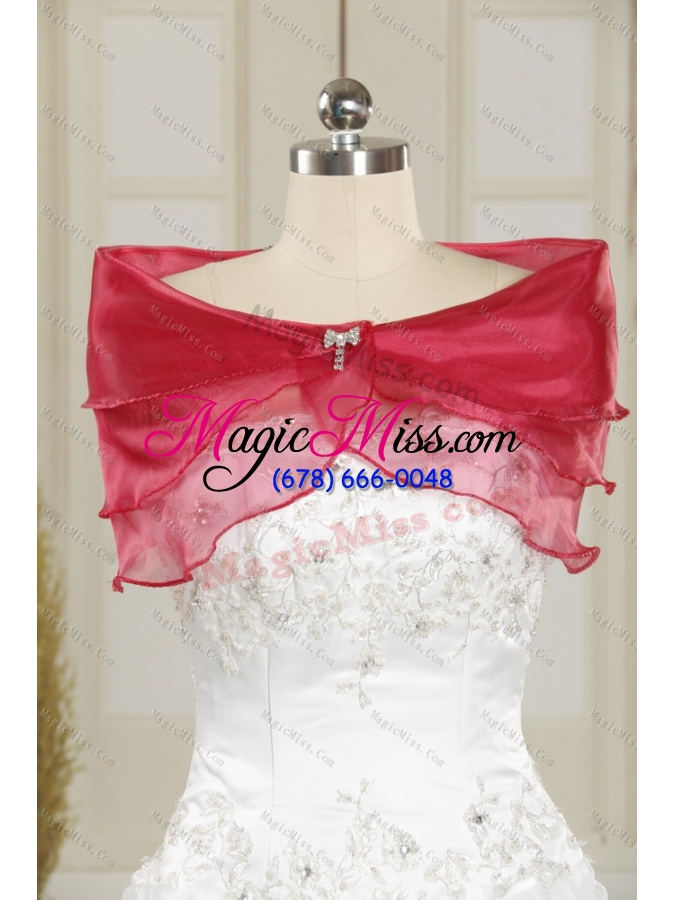 wholesale luxurious sweetheart 2015 red quinceanera dress with embroidery and pick ups