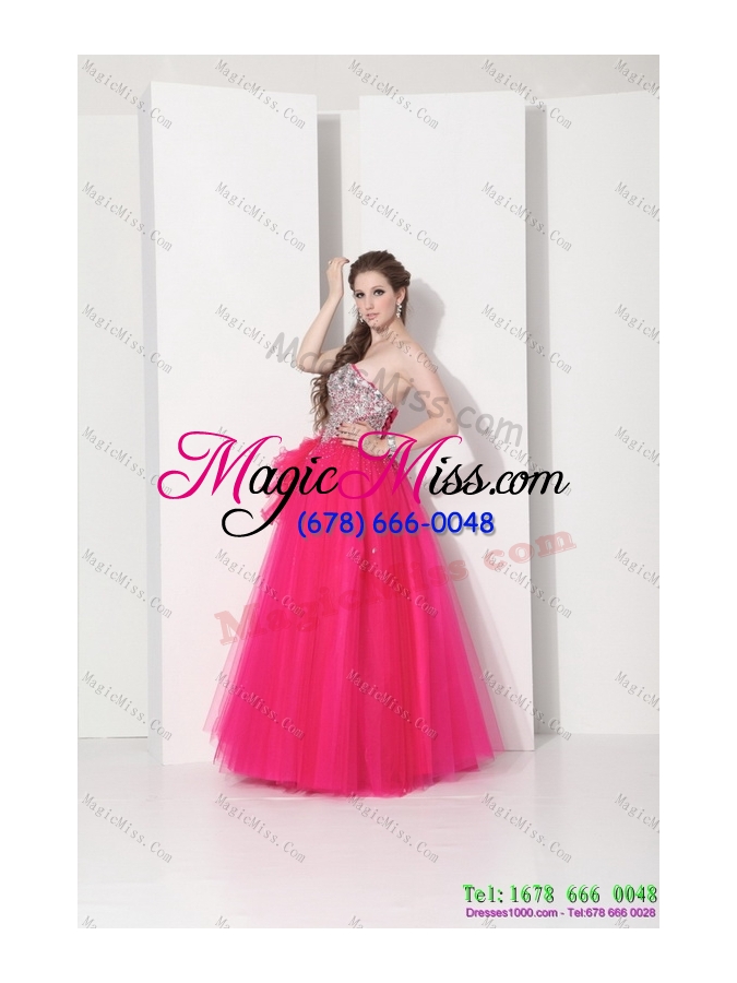 wholesale 2015 unique hot pink sweet sixteen dresses with rhinestones