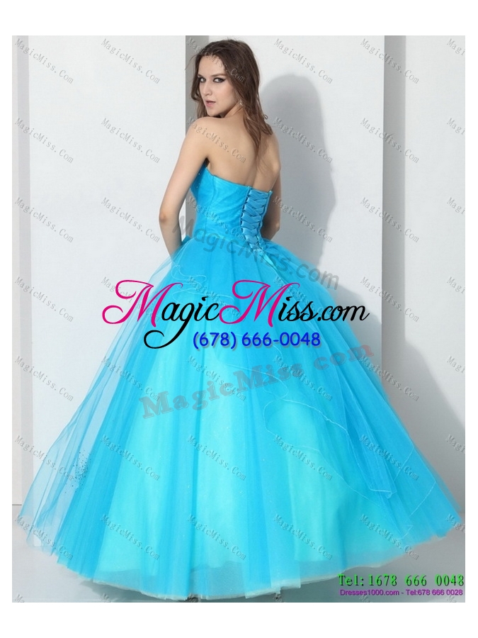 wholesale 2015 beading baby blue quinceanera dresses with bownot