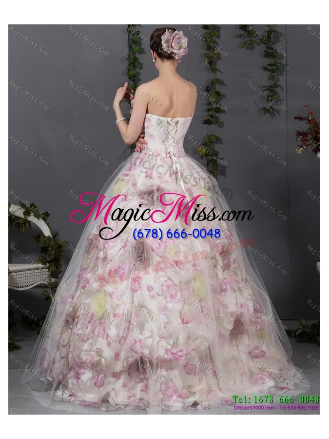 wholesale 2015 beautiful multi color quinceanera gowns with hand made flowers