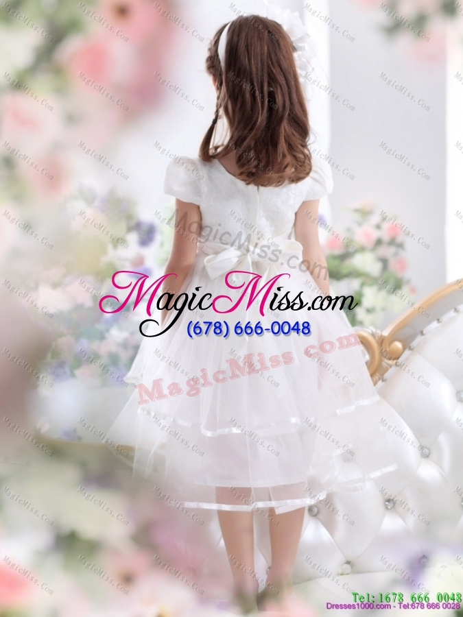 wholesale 2015 fashionable scoop white little girl pageant dresses with bowknot and ruffles