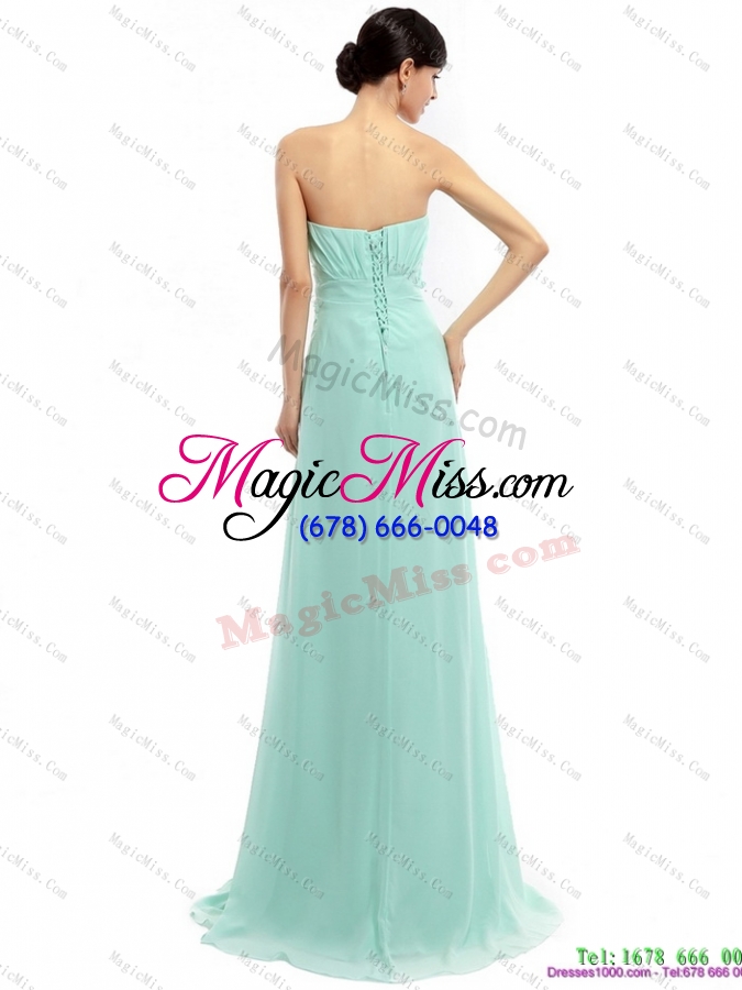 wholesale sweep train  plus size prom dresses with ruching and hand made flower