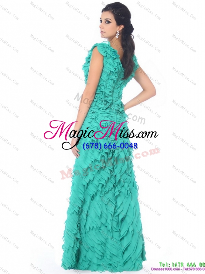 wholesale 2015 unique apple green plus size prom dresses with ruffled layers