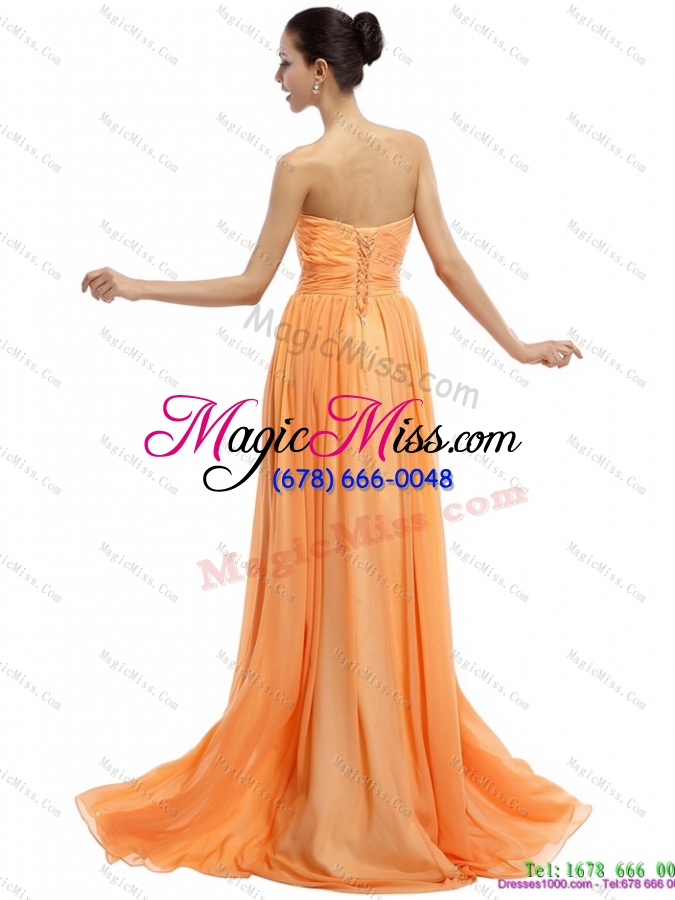 wholesale popular and plus size beading gold prom dresses with ruching