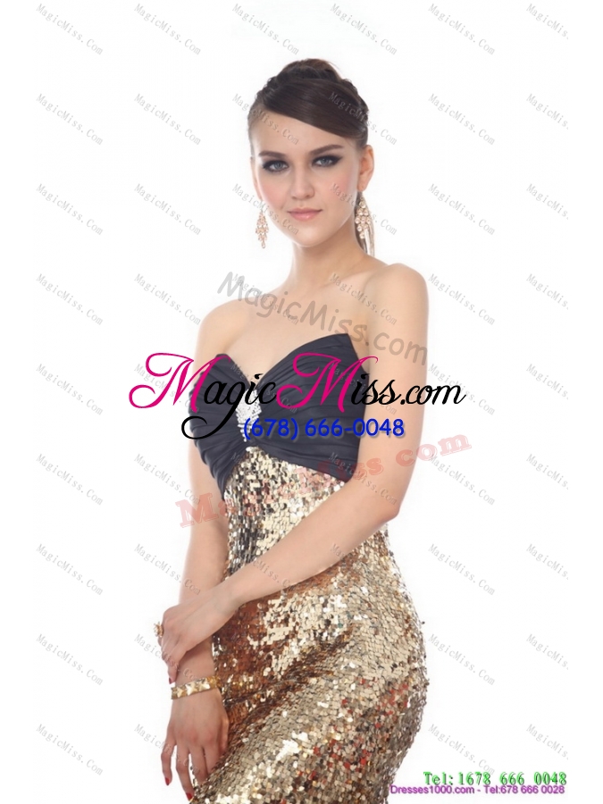 wholesale luxurious brush train 2015 prom dress with ruching and sequins