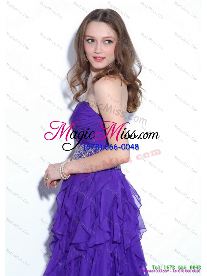 wholesale popular sweetheart ruffled prom dresses with appliques