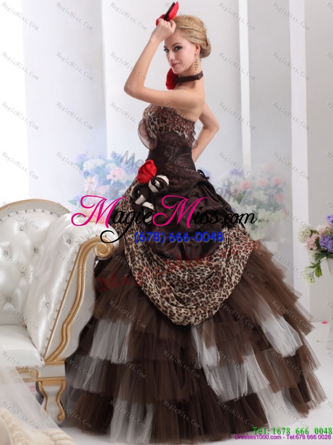 wholesale perfect leopard multi color prom dresses with hand made flowers