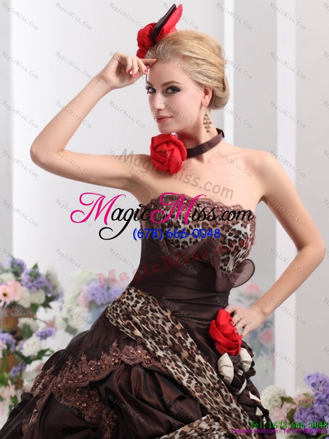 wholesale perfect leopard multi color prom dresses with hand made flowers