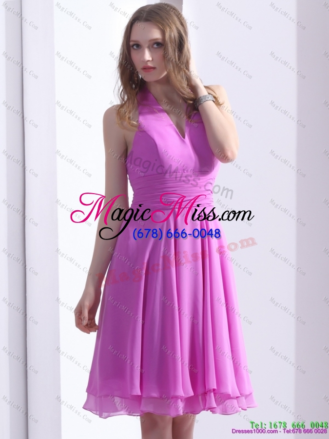 wholesale perfect halter top knee length 2015 prom dresses with ruching