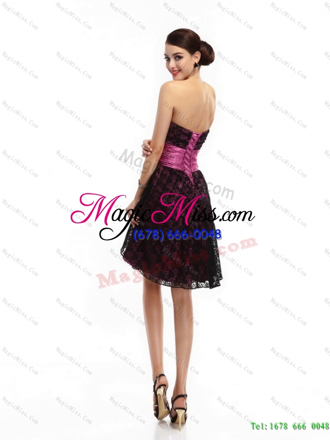 wholesale lovely sweetheart mini length prom dress with lace and hand made flowers