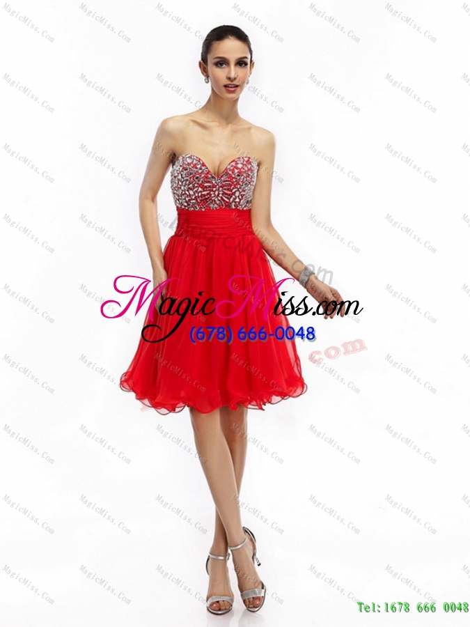 wholesale elegant sweetheart short prom dresses with rhinestones and ruching