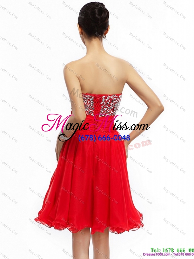 wholesale elegant sweetheart short prom dresses with rhinestones and ruching