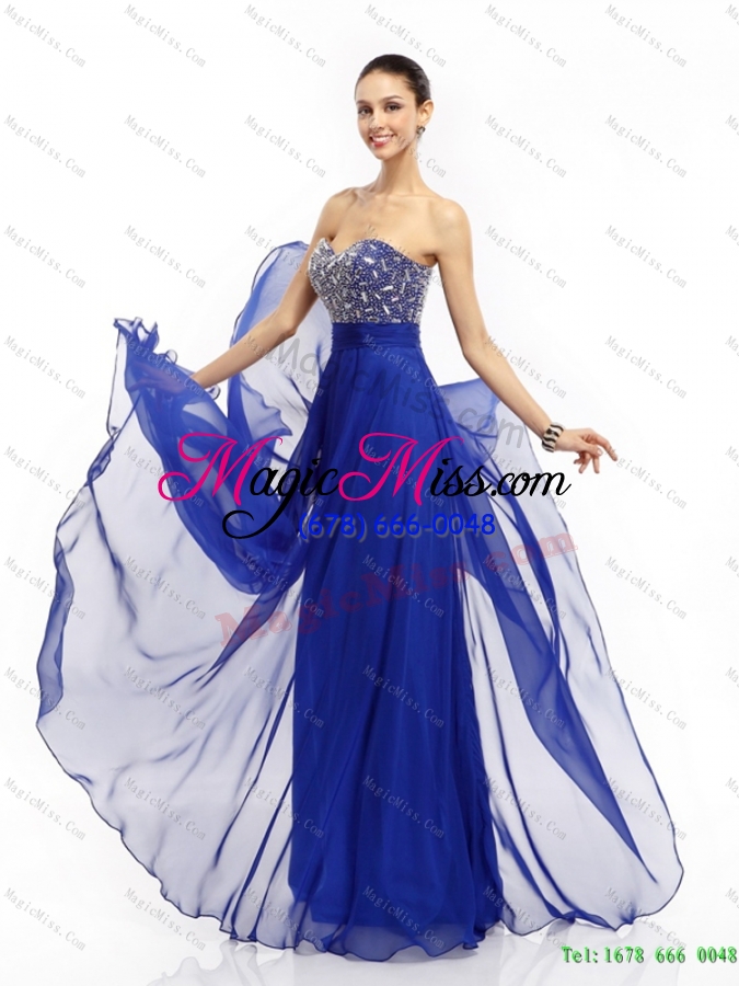 wholesale elegant 2015 sweetheart prom dress with brush train and beading