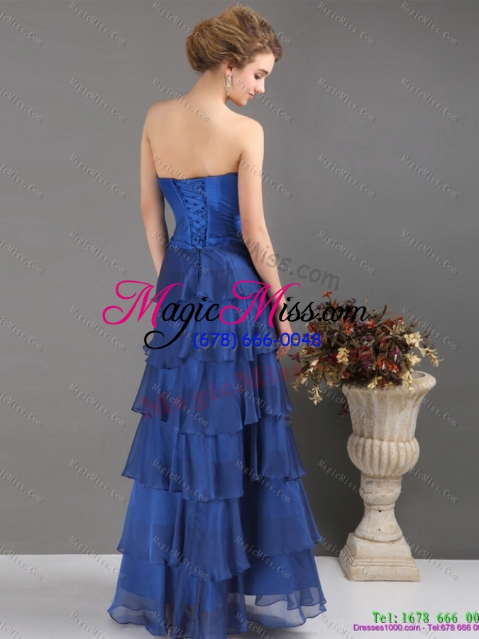 wholesale 2015 blue sweetheart prom dresses with ruffled layers