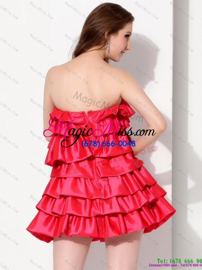 wholesale 2015 red mini length prom dresses with ruffled layers