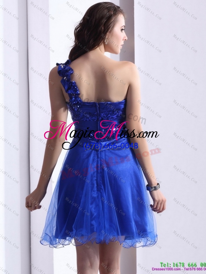 wholesale 2015 one shoulder prom dresses with beading and hand made flowers