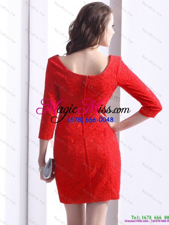 wholesale new style red mini length 2015 prom dress with lace