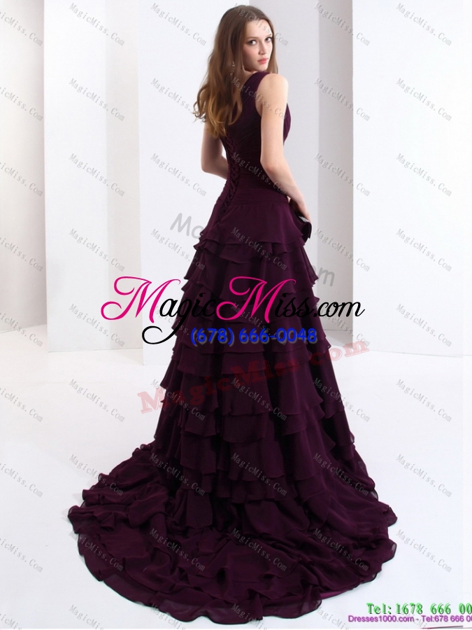 wholesale classical v neck dama dress in dark purple for 2015