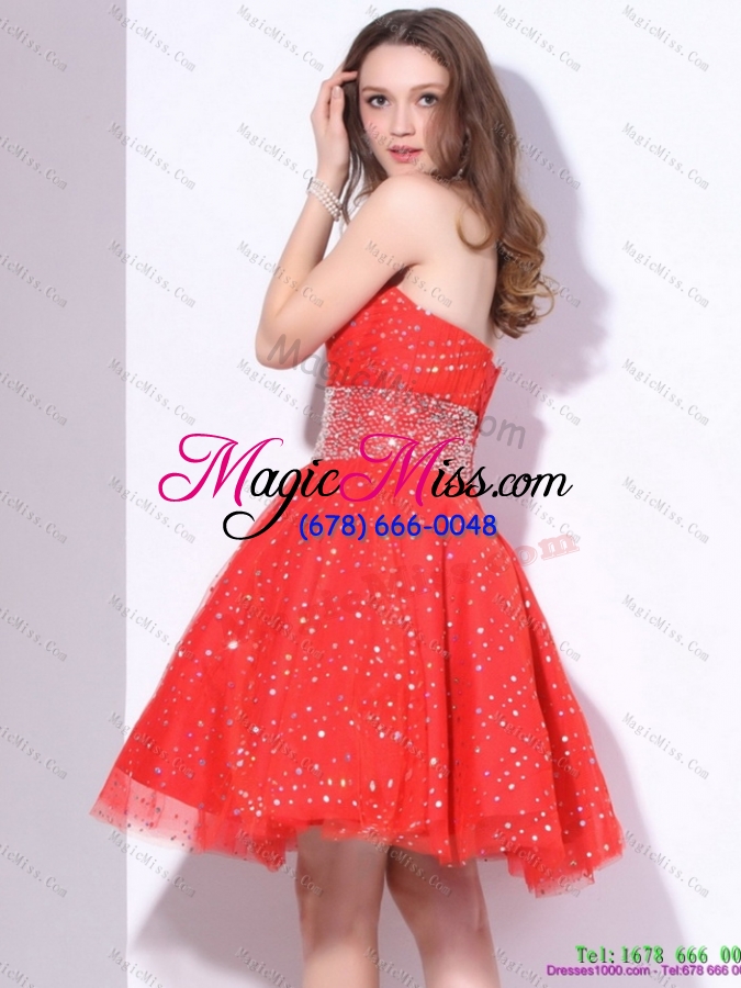 wholesale remarkable 2015 sweetheart beading mini length prom dress in red