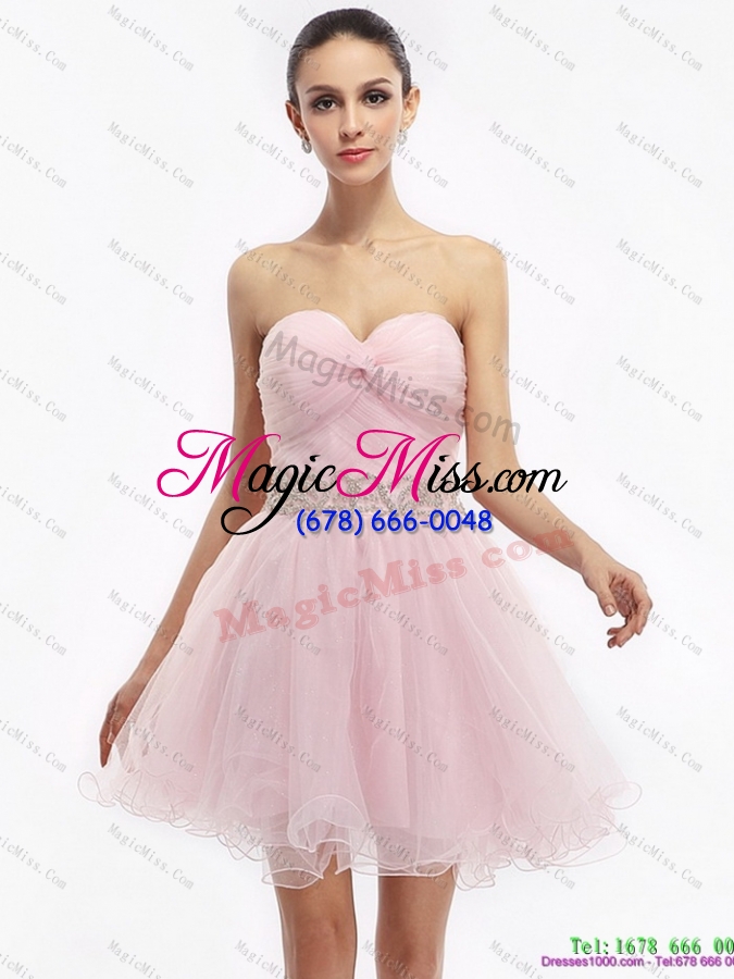 wholesale cute baby pink sweetheart ruching short prom dresses for 2015