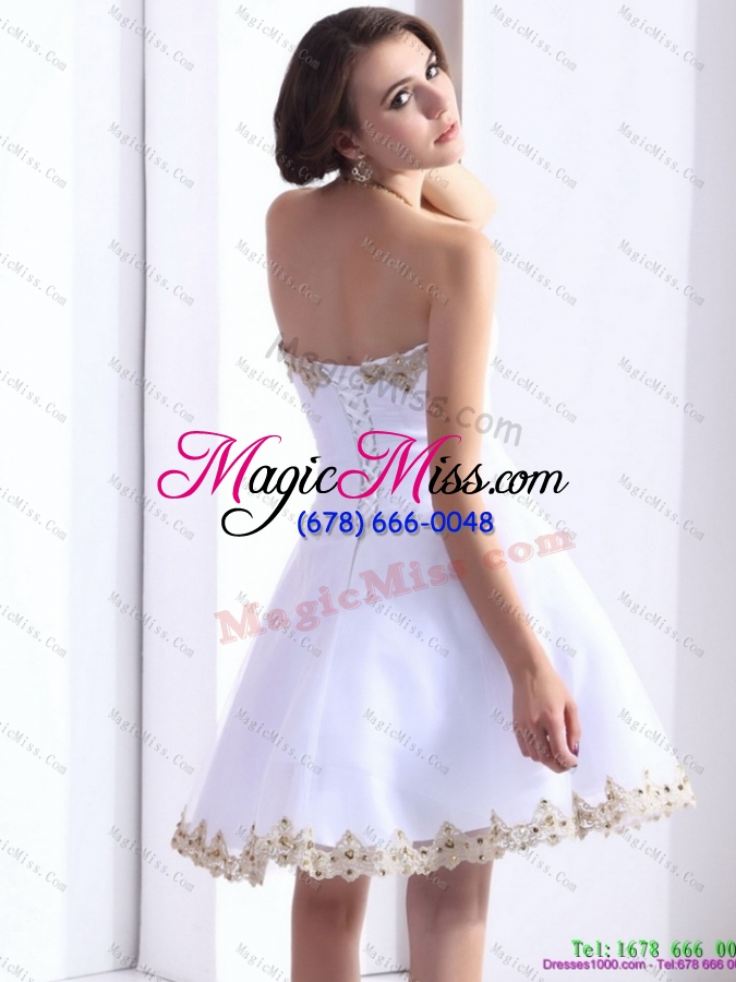 wholesale white sweetheart beaing prom gown with appliques