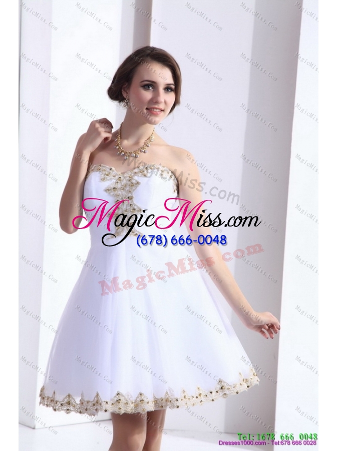 wholesale white sweetheart beaing prom gown with appliques