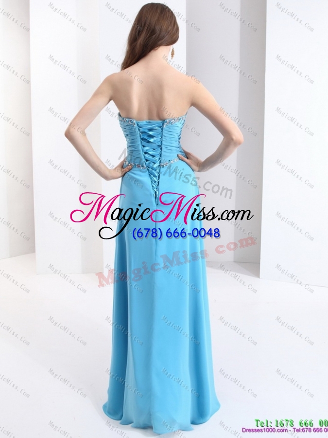 wholesale affordable sweetheart ruching 2015 prom dresses with beading and high slit