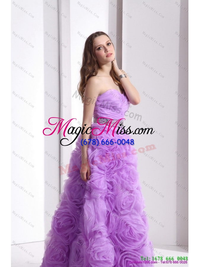 wholesale plus size lilac sweetheart prom dresses with rolling flowers and sequins