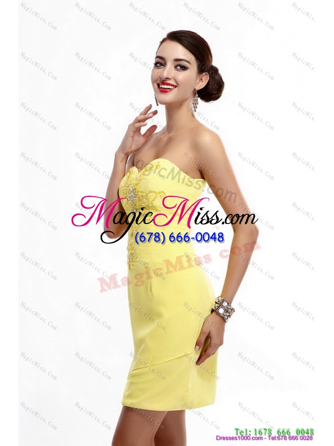 wholesale new style sweetheart beading yellow prom dress for 2015