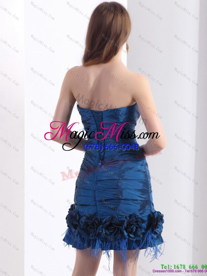 wholesale elegant and plus size ruching strapless prom dresses with hand made flowers