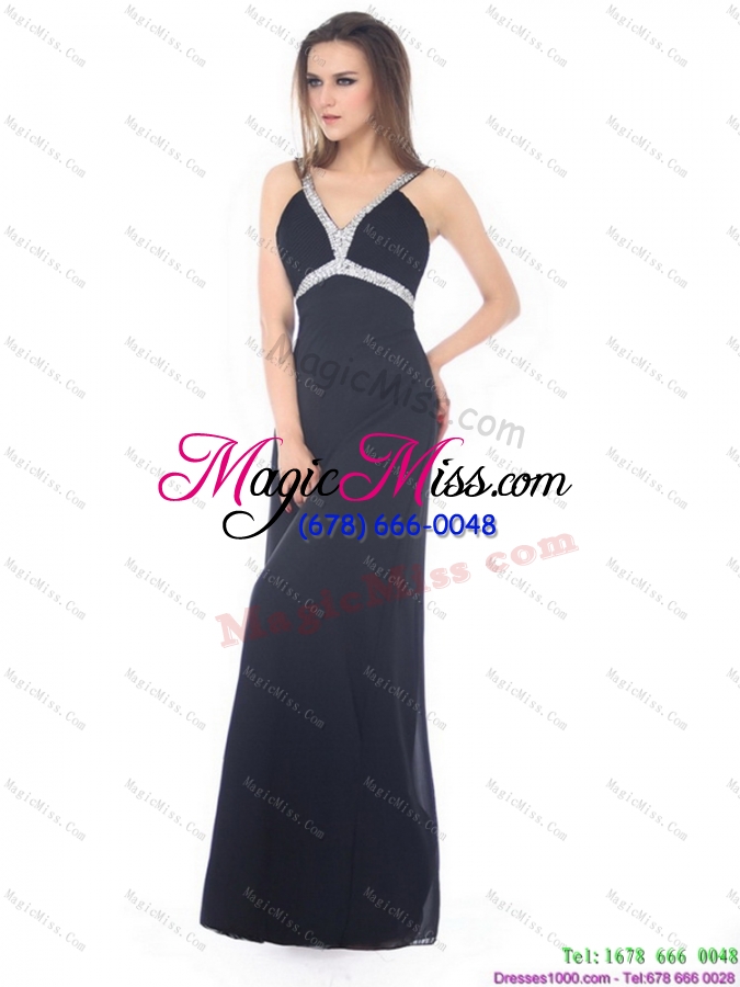 wholesale exquisite floor length beading black prom dress for 2015