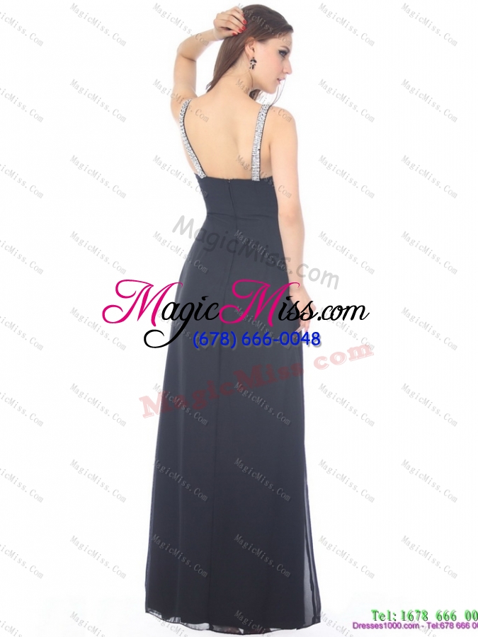 wholesale exquisite floor length beading black prom dress for 2015