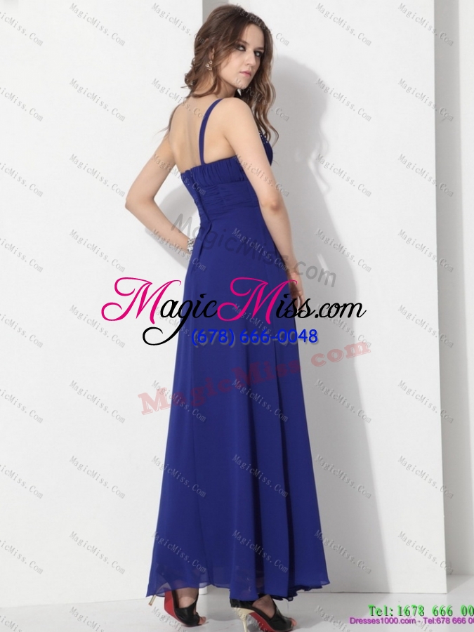 wholesale 2015 wonderful ankle length blue prom dress with beading