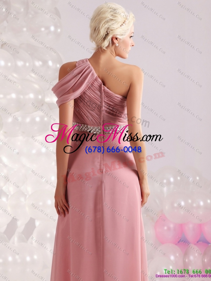 wholesale 2015 wonderful one shoulder prom dress with beading and ruching