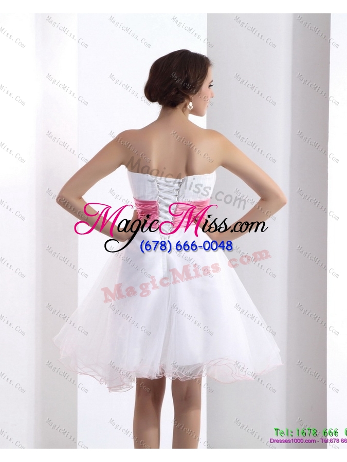 wholesale 2015 romantic  and plus size sweetheart white prom dress with hand made flowers