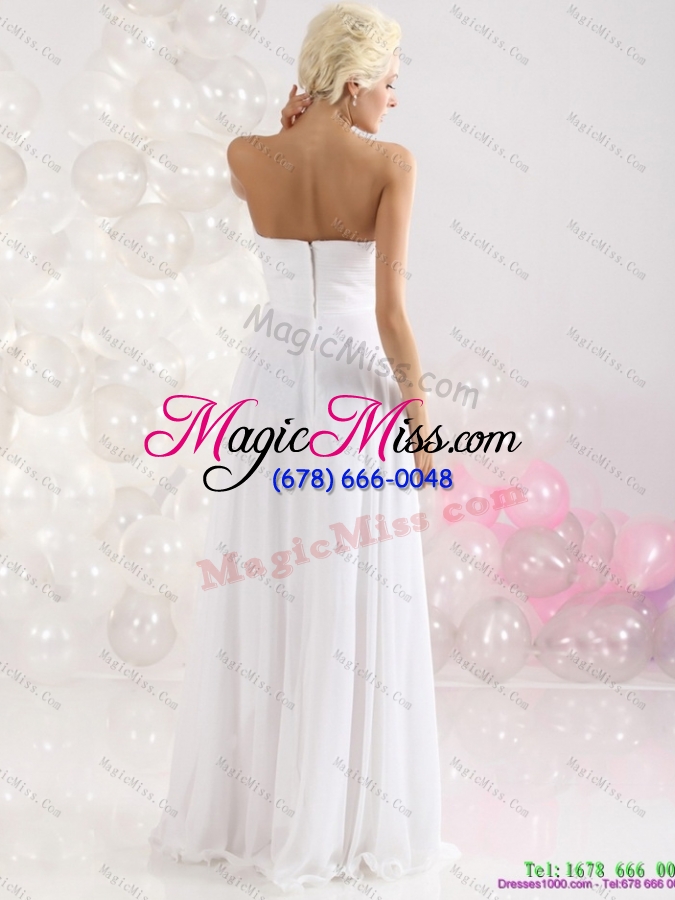 wholesale 2015 sophisticated ruching floor length prom dress in white
