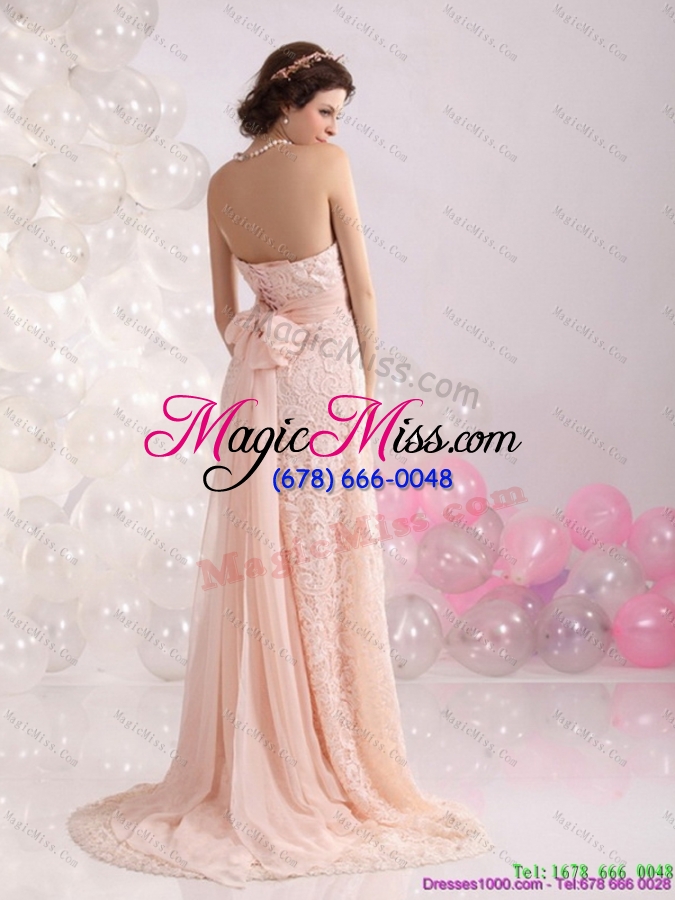wholesale popular strapless sequins and lace prom dress with brush train