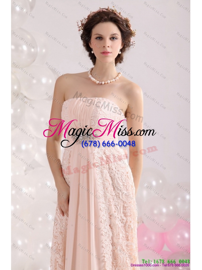 wholesale popular strapless sequins and lace prom dress with brush train