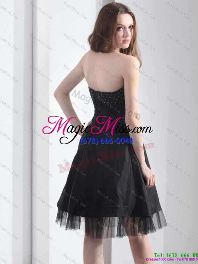 wholesale 2015 romantic strapless black prom dress with ruching and beading