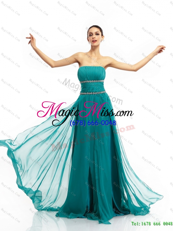 wholesale 2015 inexpensive and plus size strapless prom dress with ruching and beading