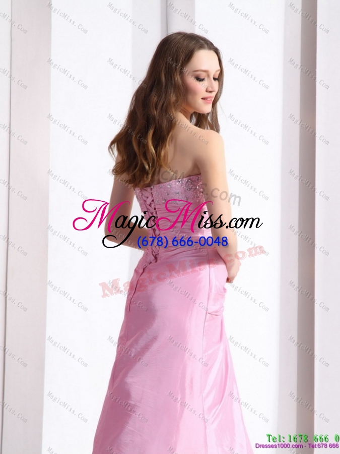 wholesale 2015 exclusive baby pink sweetheart prom dress with beading and ruching