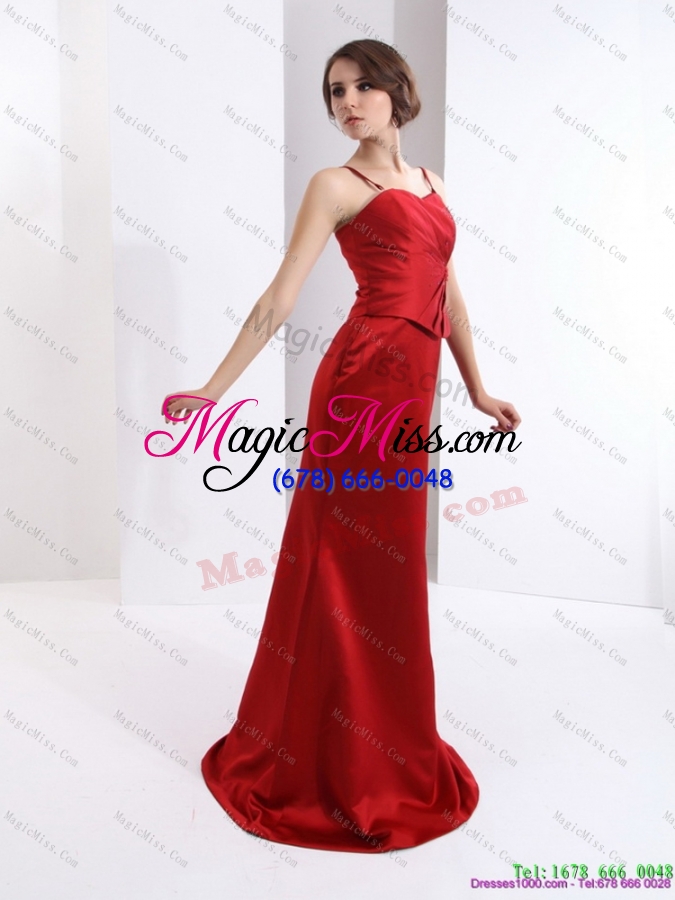 wholesale exclusive and plus size brush train 2015 wine red prom dress with beading and ruching