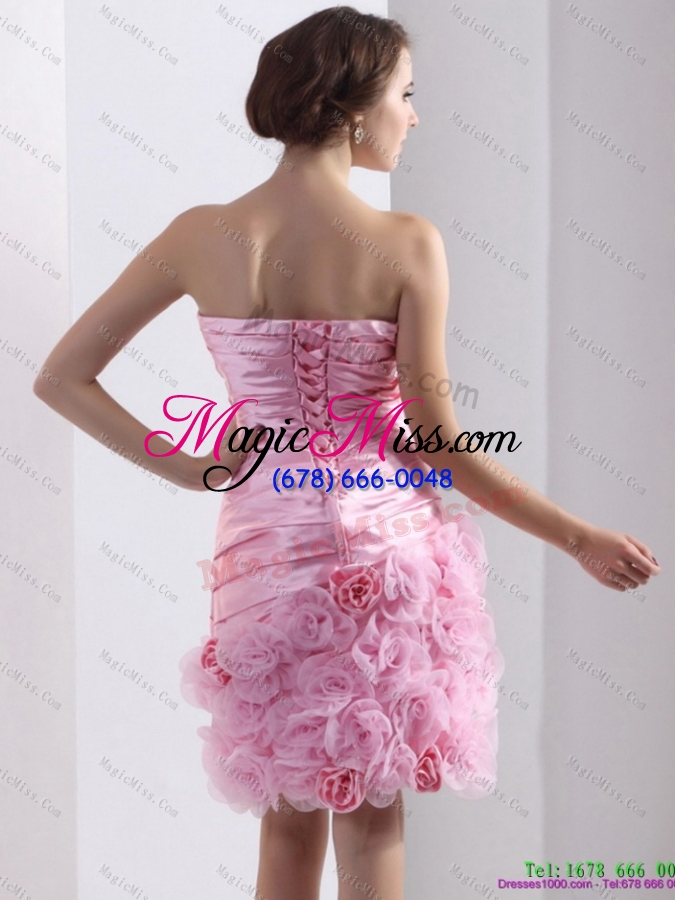 wholesale 2015 lovely and plus size strapless ruching mini length prom dress in baby pink