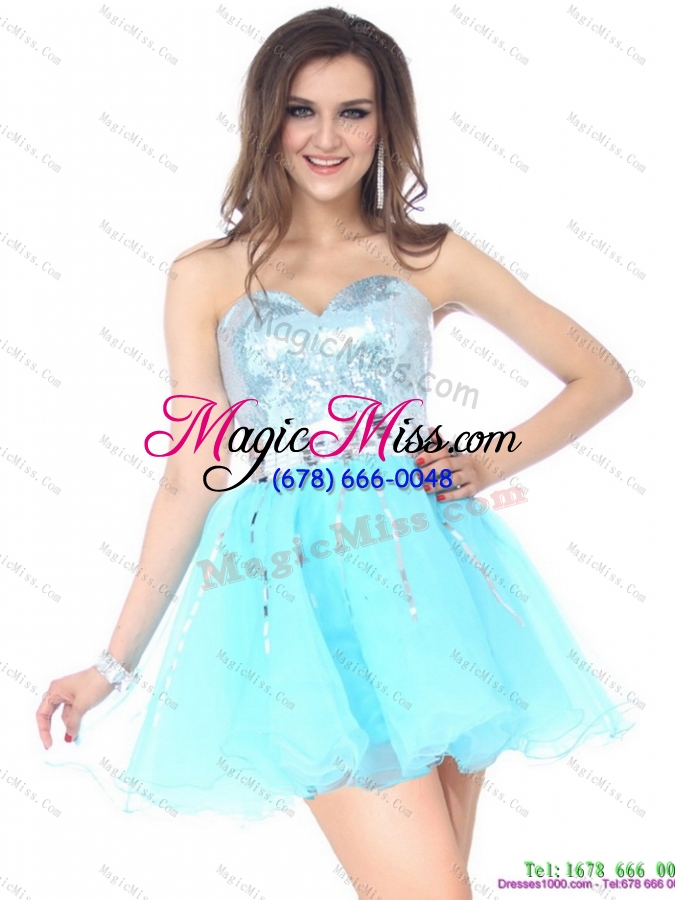 wholesale 2015 the super hot sweetheart light blue prom dress with sequins