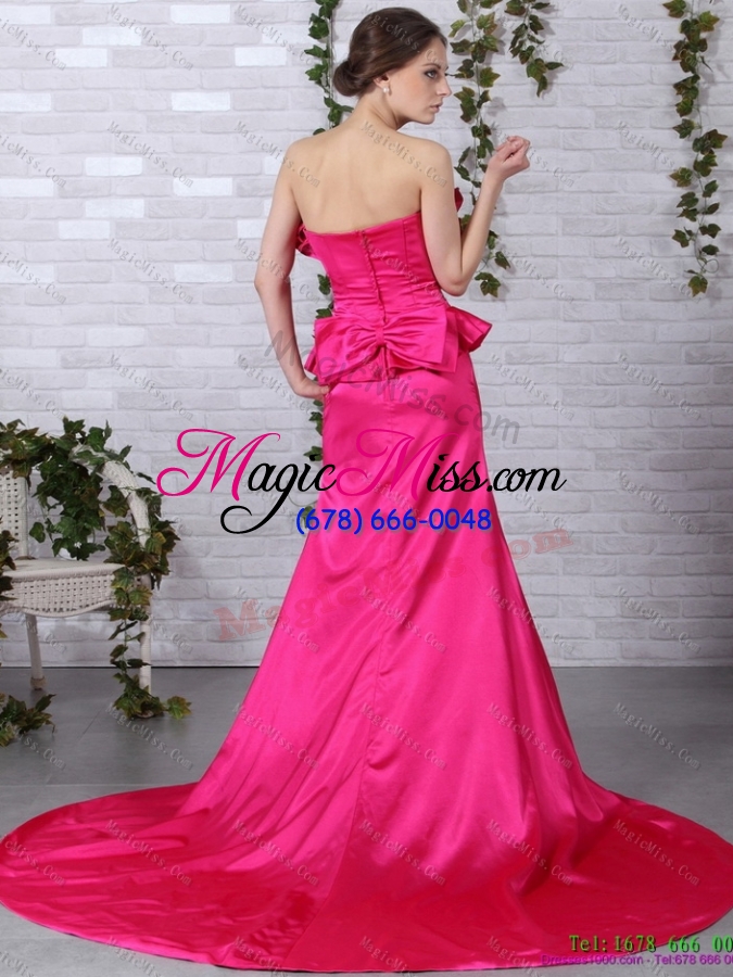 wholesale brand new strapless 2015 dama dress with bowknot and chapel train