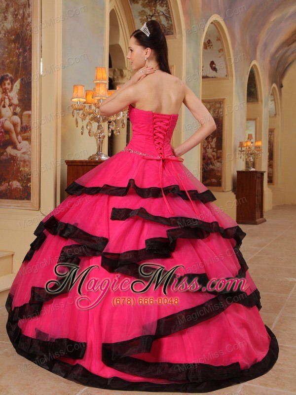 wholesale red ball gown strapless floor-length organza appliques quinceanera dress