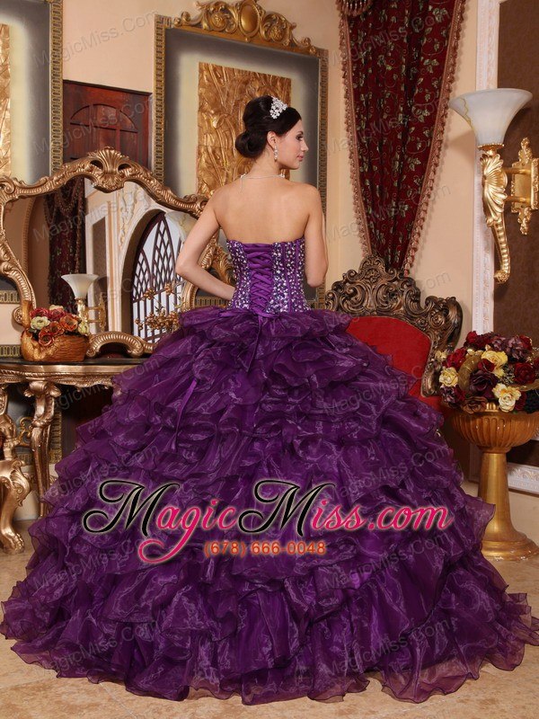 wholesale purple ball gown sweetheart floor-length organza sequins quinceanera dress