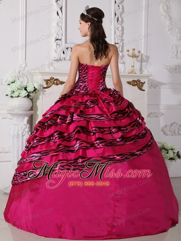 wholesale fuchsia ball gown strapless floor-length zebra beading quinceanera dress